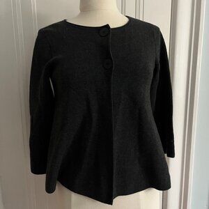 Eileen Fisher classic grey swing 2 button long sleeve sweater cardigan